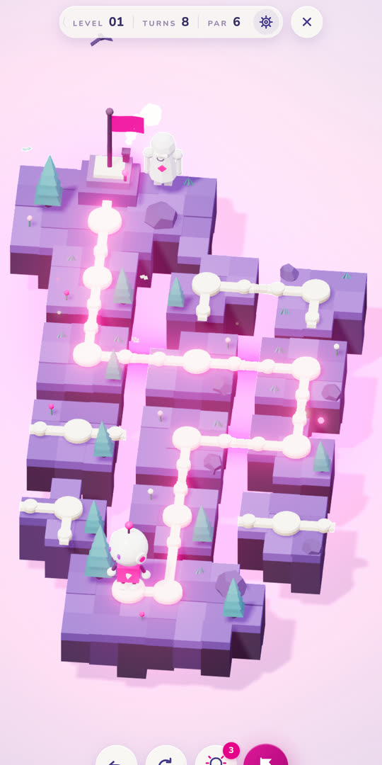 A Shift level with the path connected across the islands.